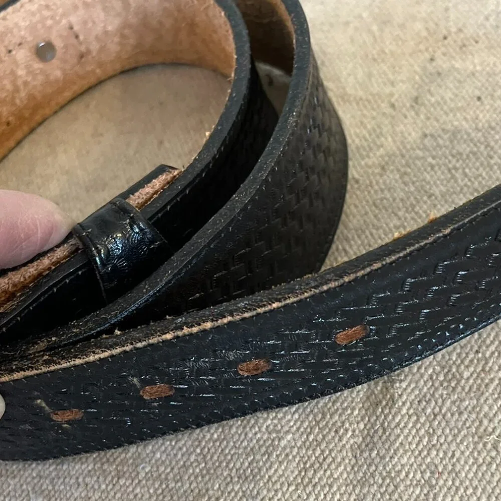 Nocona Men's Black Western Farm-House Rodeo Concho Detail Leather Belt Sz 38